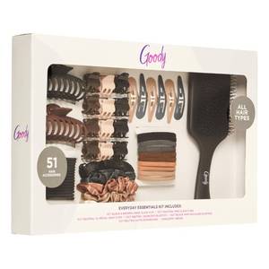 lot 4316 image: Goody Hair Accessories Kit, Everyday Essentials for Women - 51 PC Neutral Color Set for All Types - Ouchless Damage-Free Ties, SlideProof Claw Clips, Snap Clips, Scrunchies, Tanglefix Brush&nbsp
