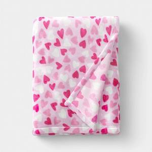 lot 4327 image: Valentines Day Mini Hearts Printed Plush Throw PinkIvory - Room Essentials&nbsp