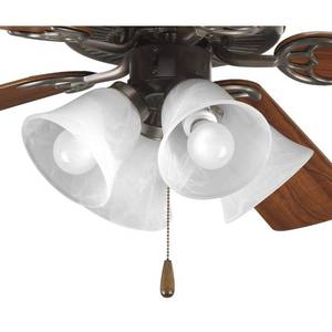 lot 4375 image: Progress Lighting 4-Light Ceiling Fan Light Kit for AirPro Collection Ceiling Fans, Transitional Style, Includes 4 LED Light Bulbs, Antique Bronze - Retail $80