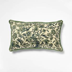 lot 4389 image: 14x24 Jacobean Floral Throw Pillow Green and Blue - Threshold designed with Studio McGee&nbsp