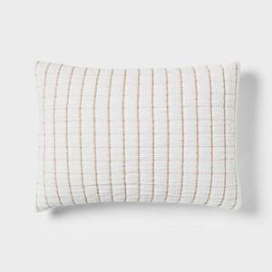 lot 4393 image: King Yarn Dye Crinkle Grid Quilt Sham IvoryCamel - Threshold Cotton Material, Machine Washable, OEKO-TEX Certified&nbsp&nbsp