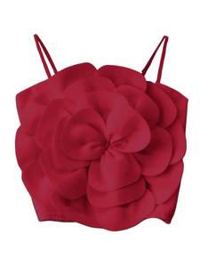 lot 4413 image: GORGLITTER Womens Flower Backless Summer Going Out Crop Tops Trendy Y2K Boho Sleeveless Cute Vacation Dressy Tube Top Rose Red Small - Retail $33