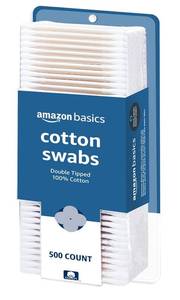 lot 4418 image: Amazon Basics Cotton Swabs for Personal Hygiene and Baby Care, 500 Count, 1 Pack&nbsp