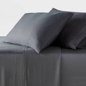 lot 4466 image: Queen 320 Thread Count Cool TENCEL Lyocell Sheet Set Gray - Threshold Satin Weave, OEKO-TEX Certified, 4-Piece Set - Retail $80