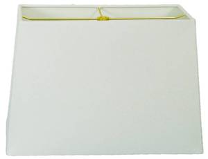 lot 4468 image: Royal Designs HB-613-12LNWH Rectangle Hard Back Lamp Shade, (5x10) x (8x12) x 9.5, Linen White - Retail $63