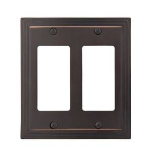 lot 4490 image: 2 pk AMERELLE 84RRVB Steps Double Rocker Cast Metal Wallplate in Aged Bronze&nbsp