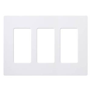 lot 4491 image: Lutron Claro White Light Switch Cover Plate, 3-Gang Screwless Wall Plate for Rocker Light Switches, Outlet Cover, Gloss CW-3-WH&nbsp