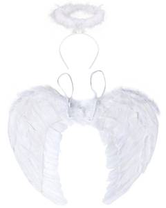 lot 4502 image: SEVADA Angel Wings and Halo, Angel Wings Costumes for Kids Girls Child Teen, Christmas White Feather Angel Wing for Boys Children&nbsp