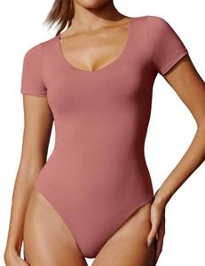 lot 4530 image: IUGA Bodysuits for Women Tummy Control Short Sleeve V Neck Body Suits for Womens Compression Slimming Thong Bodysuit&nbsp