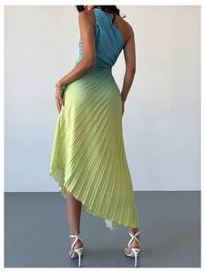 lot 4552 image: MakeMeChic Womens Casual Striped Cut Out One Shoulder Sleeveless High Waist Summer A Line Maxi Dresses Multicolor A X-Small&nbsp