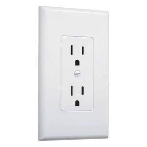 lot 4556 image: TayMac MW2500W Single-Gang Wallplate Non-Metallic Decorator Cover One Grounded Duplex, White Smooth(Pack of 5)&nbsp