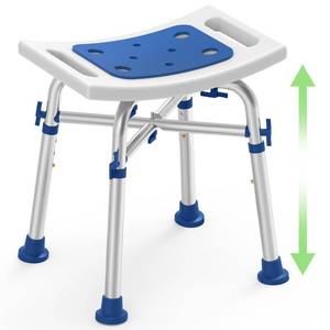 lot 4575 image: Loyoda FSAHSA Eligible Heavy Duty Shower Stool 500lb with Reinforced Crossing Bar, Height Adjustable Padded Shower Chair for Inside Shower, Tool Free Assembly Shower Seats for Adults - Retail $46