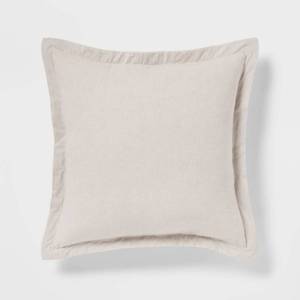 lot 4584 image: Euro Cotton Linen Blend Chambray Decorative Throw Pillow Natural - Threshold Indoor Square Pillow, Zipper Closure, OEKO-TEX Certified - Retail $35