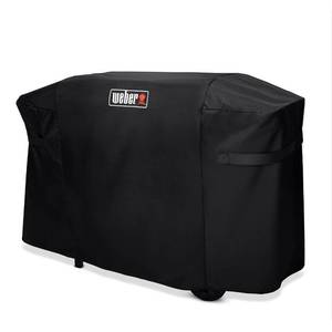 lot 4621 image: Weber Premium 28 Inch Griddle Cover, 3 Burner Weather Resistant Grill Cover, Black - Retail $80