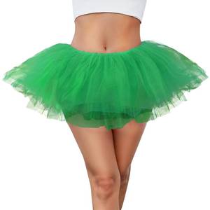 lot 4662 image: Women 5 Layers Tutu Fluffy Dance Ballet Bubble Skirt Puffy Elastic Tulle Short Skirts Halloween Christmas Costume Green Medium&nbsp