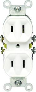 lot 4695 image: Leviton 15 Amp, 125 Volt, Duplex Receptacle, Residential Grade, Non-Grounded, 223-W, White 2pk&nbsp