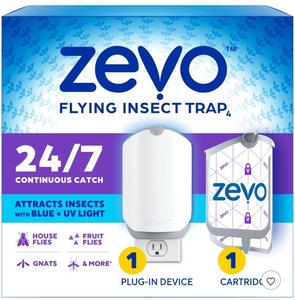 lot 4697 image: Zevo Flying Insect Indoor Light Fly Trap Starter Kit, Catches House Flies, Fruit Flies, Gnats, &amp More - 1 Trap  1 Refill&nbsp