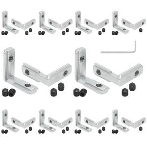 lot 4719 image: Qjaiune 20Pcs T Slot Inside Corner Connector with Screws, Sliver Aluminum Extrusion Brackets Gusset, L Bracket Connector for 2020 Series Aluminum Extrusion Profile with Slot 6mm&nbsp