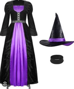 lot 4721 image: Purple and Black Witch Costume with Hat - Retail $35