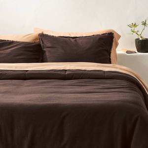 lot 4744 image: FullQueen Heavyweight Linen Blend Comforter and Sham Set Dark Fig - Casaluna - Retail $149