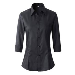 lot 4770 image: Beninos Long Sleeve V Neck Office Formal Casual Button Down Shirt Blouse for Women (686 Black, S)&nbsp