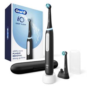 lot 4788 image: Oral-B iO Deep Clean Rechargeable Electric Toothbrush, Black, iO Series 3 Limited, 2 Brush Heads, Travel Case, Pressure Sensor, 3 Cleaning Settings - Retail $110