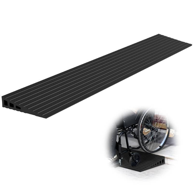 lot 1223 image: Nuvium 1.2 Rise Threshold Ramps for Doorways, 35.5 Wide Natural Rubber Power Wheelchair Ramp is Adjustable and Cuttable for Doorways, Curb, Sweeper, Power Scooters, 2000 Lbs Load Capacity - Retail $48