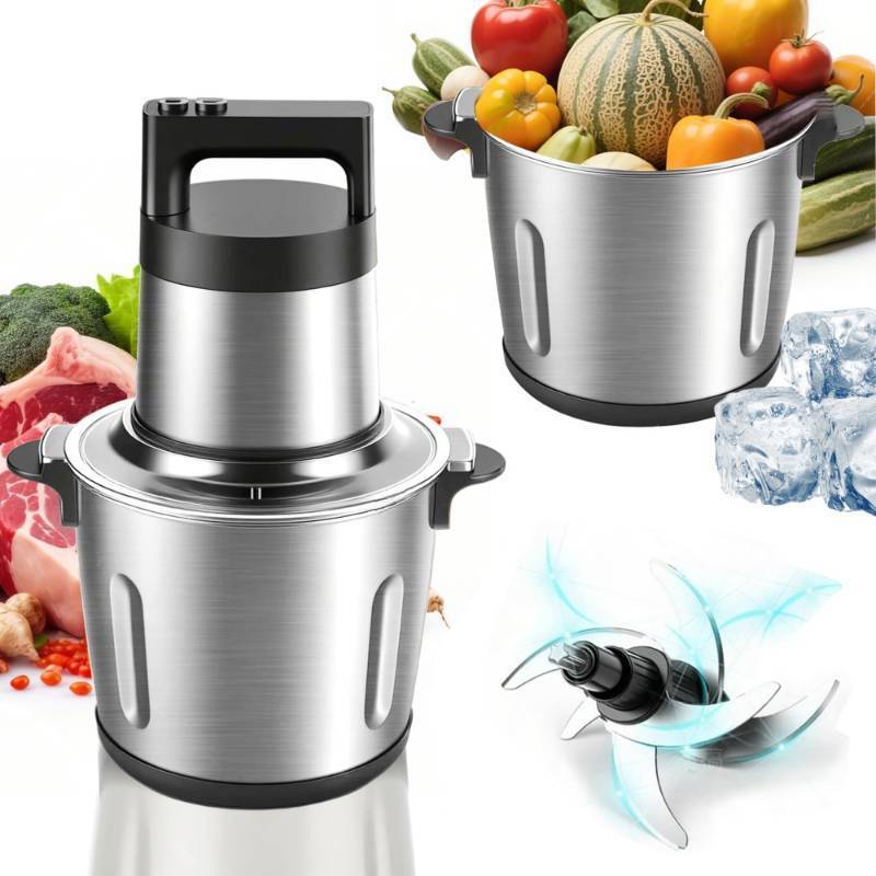 lot 1222 image: Large Food Processor Meat Grinder - Electric Chopper for Ice,Yam,Vegetable&Food Blender,1200W Powerful Copper Motor - Includes 3 Sets of Bi-Level Blades and 1Bowl 25Cup6L (6L 25cup) - Retail $129