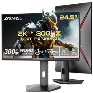 lot 1226 image: SANSUI 24.5 Inch QHD Gaming Monitor 300Hz, 1ms Fast IPS Computer Monitor, 2 HDMI 2.1  2 DP 1.4 Ports, 130% sRGB Eye Care VESA Support (DP Cable Included ES-G25F6Q Pro) - Retail $160