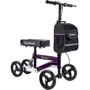 lot 1228 image: BlessReach Economy Knee Scooter, Steerable Knee Walker, Foldable Knee Scooters for Foot Injuries Adult Best Crutches Alternative (Purple) - Retail $100