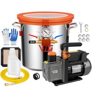 lot 1253 image: VTG VOGTEN 3 Gallon Vacuum Chamber with Pump,304 Stainless Steel Degassing Chamber Kit with 4.5 CFM 13HP Vacuum Pump,for Stabilizing Wood, Degassing Resin, Silicone and Epoxies - Retail $160
