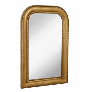 lot 1263 image: Hamilton Hills 20 x 30 Classic Gold Framed Rich Framed Top Round Corner Mirror - Thick Arched Top Rich Wall Mirror - Vanity for Bathroom Decor, Bedroom, Living Room - Hangs Horizontal or Vertical - Retail $140