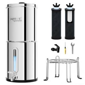 Purewell 2.25G Gravity Water Filter System with Water Level Window, 3-Stage 0.01Î¼m Ultra-Filtration Stainless Steel Countertop System with 2 Filters and Stand, Reduce 99% Chlorine, PW-KS - Retail: $159