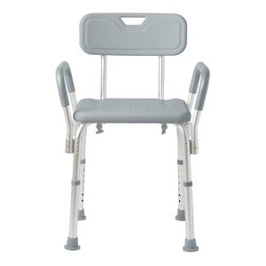 lot 2492 image: Medline Shower Chair with Backrest and Padded Armrests - 350 lb. capacity, Bath Bench, Seat, Stool for Independent Adult, Seniors, Elderly & Disabled Patients - Retail $41