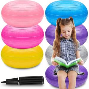 Lewtemi 6 Pcs Flexible Seating for Classroom Elementary 20 Inch Yoga Ball Chairs Large Inflatable Donut Exercise Ball Chair Stability Balance Trainer with Inflator for Kids Student(Mixed Color) - Retail: $60