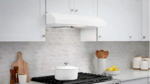 lot 2509 image: VissaniArno 30 in. 240 CFM Convertible Under Cabinet Range Hood in White with Lighting and Charcoal Filter - Retail $79