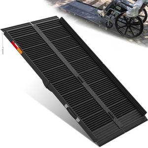 lot 2510 image: VNN Portable Wheelchair Ramp 5FT, Black Seamless Non-Slip Aluminum Ramps for Wheelchairs for Home, Handicap Wheelchair Ramps for Home Steps, Aluminum Loading Dock Plates - Retail $210