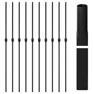 lot 2520 image: Sidasu 10-Pack Black Iron Balusters Hollow Single Knuckle Stair Spindles 12 Inch Square Metal Staircase Balusters for Interior Railing - Retail $60