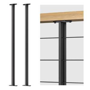 lot 2523 image: Deck Man 2 Pack Railing Post 36inch Stainless Steel Pre-drilled Intermediate PostStuddle Pickets for 18in Deck Cable Railing, Level Cable Railing Fittings, Black - Retail $80