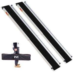 lot 2524 image: VNN Adjustable Wheelchair Ramp, 4-7 FT Portable Wheelchair Ramp for Home Step, Door Threshold Wheelchair Ramps for Home, Non-Slip Aluminum Scooter Ramp for Car, Doorways, Curbs, Stairs - Retail $180