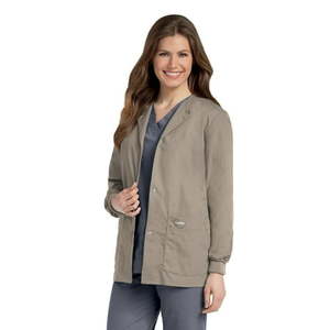lot 67912 image: APPEARS NEW - Landau Essentials Relaxed Fit 4-Pocket Snap-Front Scrub Jacket for Women Style 7525 SAP (Size 3XL)