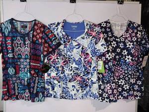 lot 67913 image: APPEARS NEW - Landau, Peaches & Fundamentals Medical Scrub Top Collection (Size Medium) 3 Pack