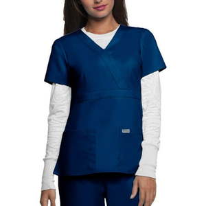 lot 67980 image: APPEARS NEW - Greys Anatomy�� 3-Pocket Mock Wrap Top Scrub Top Style 4153 Indigo (Size 2XL)  - Retail $70