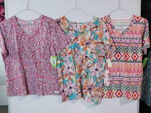 lot 67983 image: APPEARS NEW - Landau, Urbane & Bio Medical Scrub Tops Collection (Size XL) 3 Pack