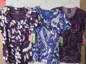 lot 68018 image: APPEARS NEW - Landau and EckoRed Medical Scrub Tops (Size Small) Lot of 3