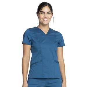 lot 68023 image: APPEARS NEW - Workwear Revolution Women Medical Scrubs Top V-Neck WW710 Caribbean Blue & Scrub Zone Style 71221 (Size 3XL) 2 Pack