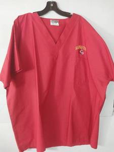 lot 68050 image: APPEARS NEW - Kansas City Chiefs Scrub Zone Style 71221 Medical Scrub Top (Size 2XL)