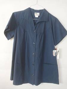 lot 68066 image: APPEARS NEW - G.A L.S Navy Button-Front Medical Scrub Top (Size Large)