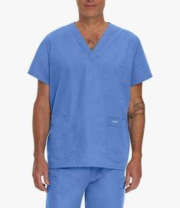 lot 68070 image: APPEARS NEW - Landau Essentials Men s Classic Fit V-Neck Five Pocket Scrub Top Style 7489 & 1 Standard Textile Scrub Top (Size Large) 2 Pack