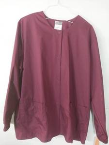 lot 68073 image: APPEARS NEW - Scrub Zone Wine Color Medical Jacket (Size 2XL)